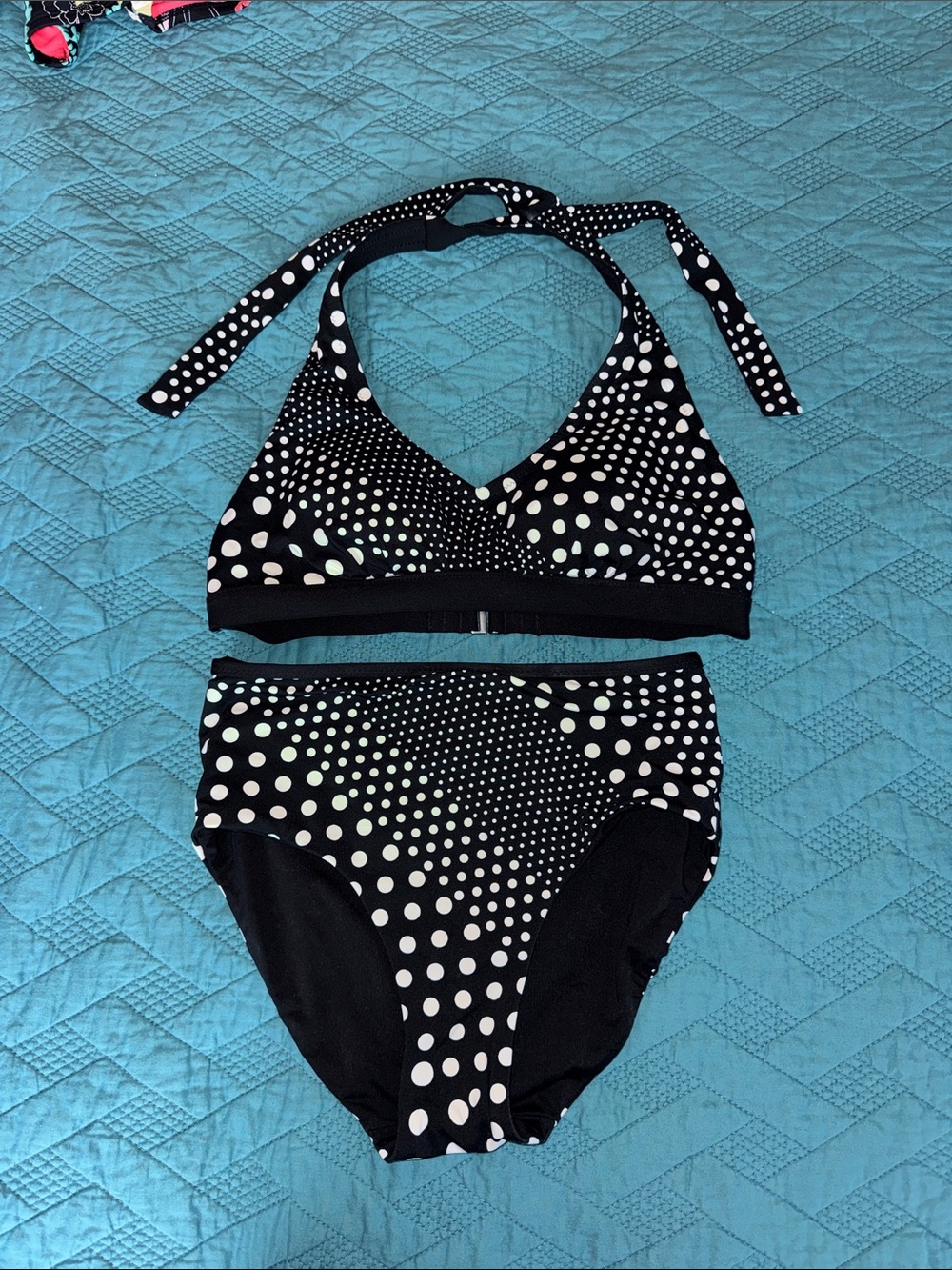 Black & White Polka Dot Halter Bikini Set